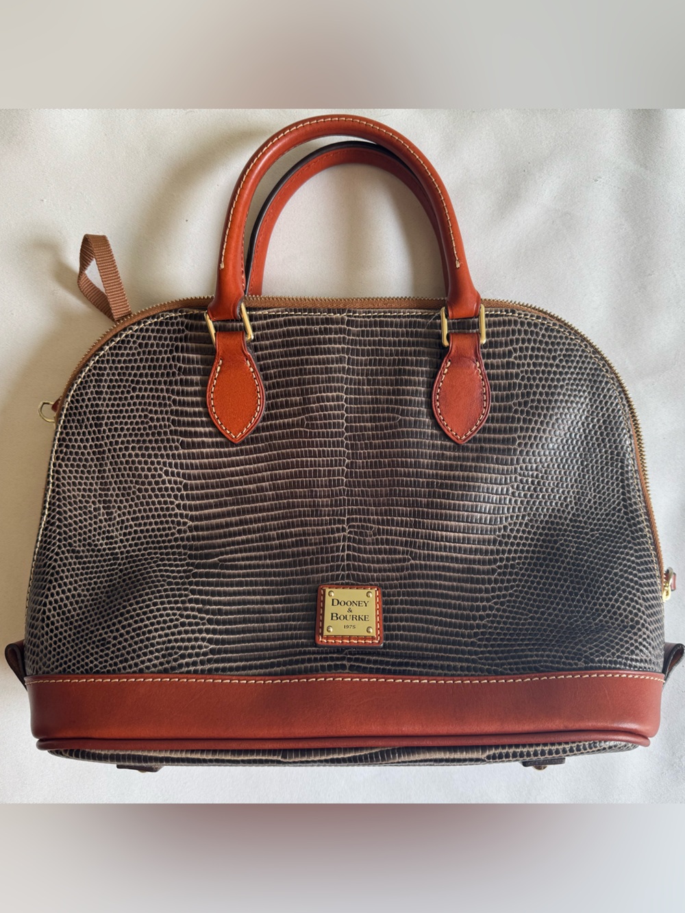 Dooney and Bourke Luxury handbag with lizard leather and brilliant red lining